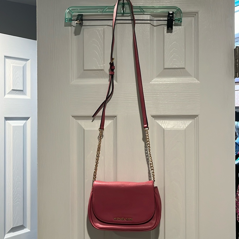Pink Michael Kors crossbody leather bag